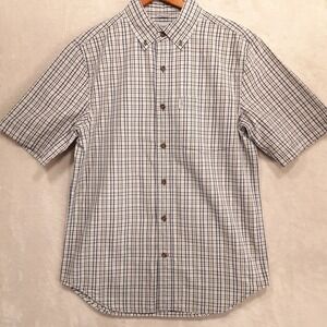 Carhartt Mens Relaxed Fit Short Sleeve Button Shirt Mens Sz.M/Gray-Blue Plaid